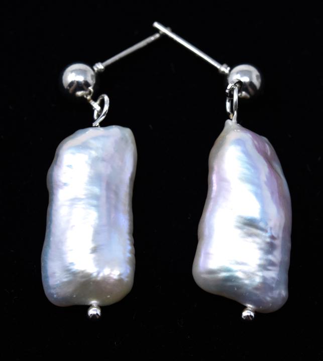 Pair of Baroque Pearl & Sterling Silver Earrings (1 of 4)