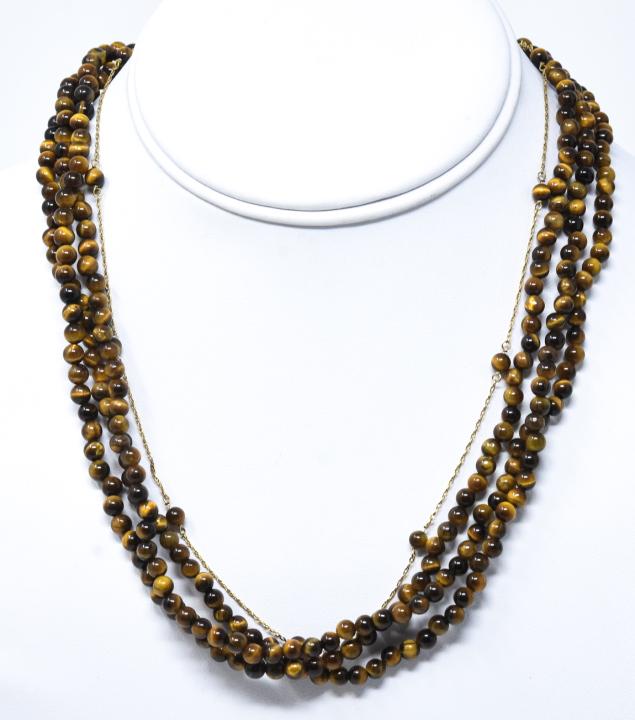 14kt Gold & Multi Strand Tiger's Eye Necklaces (1 of 7)