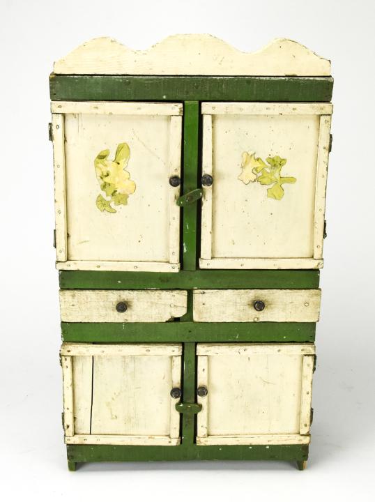 Antique 19th C Handmade Doll Size Folk Art Cabinet (1 of 7)