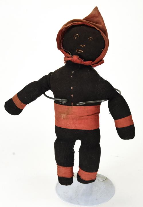 Antique American Handmade Sock & Cloth Black Doll (1 of 6)