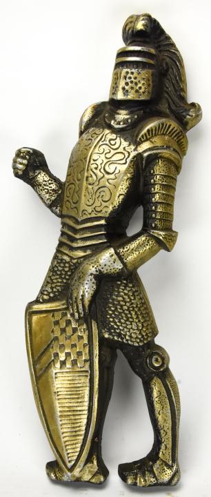 Gilt Cast Metal Figural Knight Wall Plaque (1 of 7)