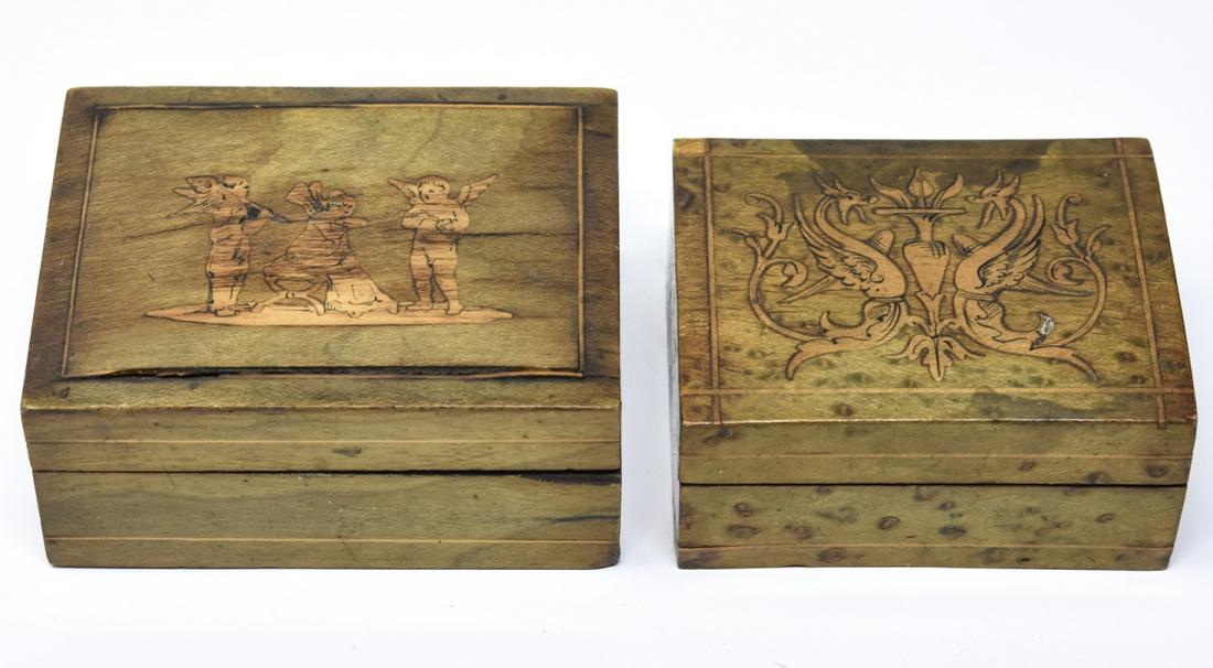 Two Antique Italian Marquetry Inlaid Jewelry Boxes (1 of 7)