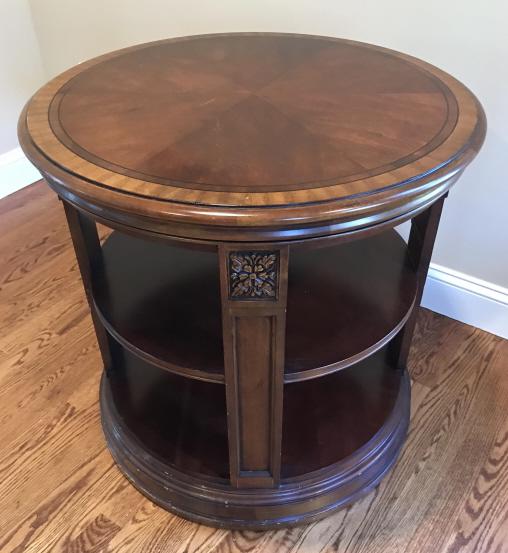 Contemporary Round End Table W 2 Shelf Base (1 of 4)