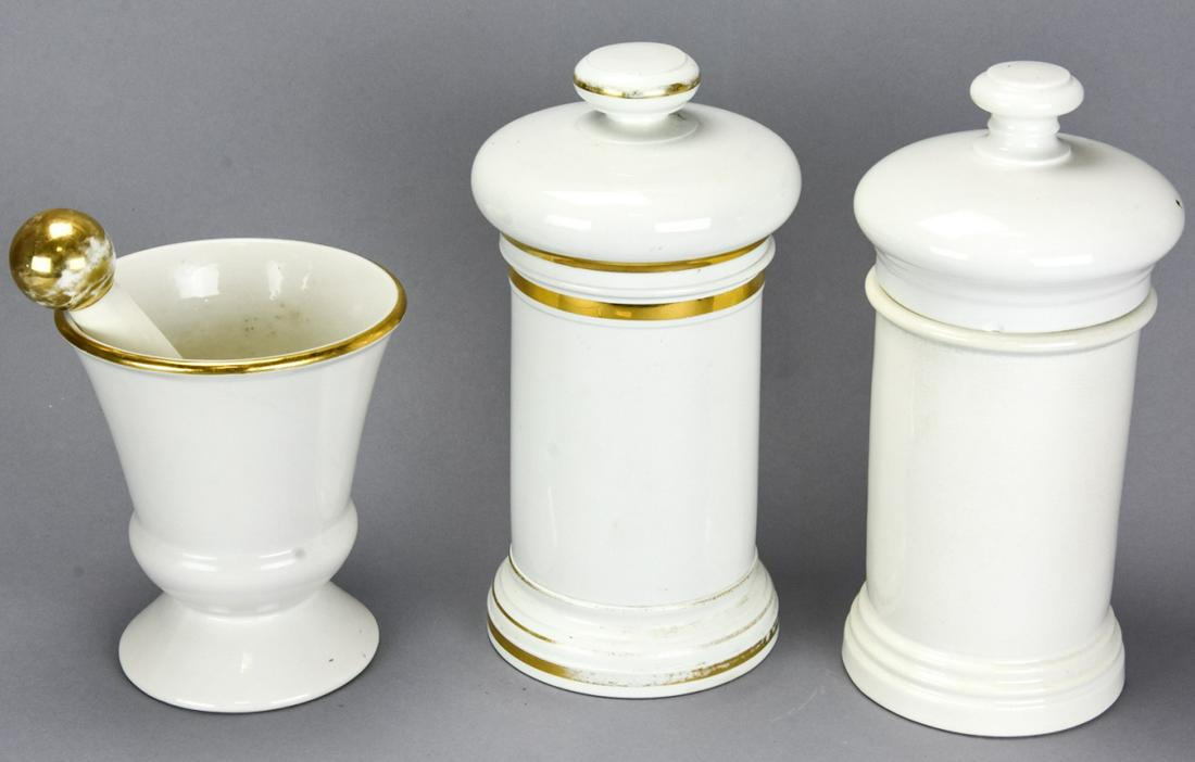 Set 2 Iron Stone Apothecary Jars / Mortar Pestle (1 of 6)