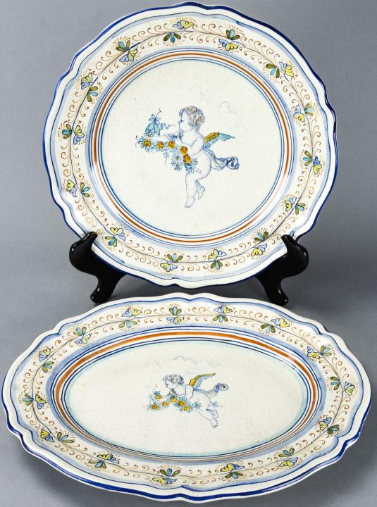 2 Hand Painted Pottery Cherub Serving Platters (1 of 8)