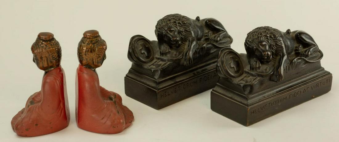 2 Pairs Figural Bookends Incl Buddha (1 of 6)