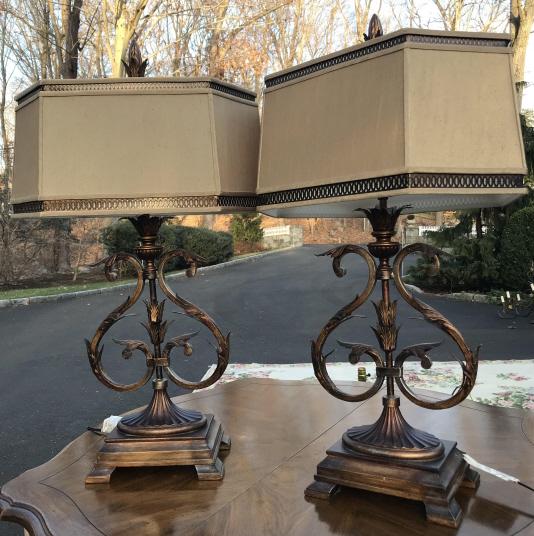 Pair of Ornate Scrollwork Wrought Iron Table Lamps (1 of 4)