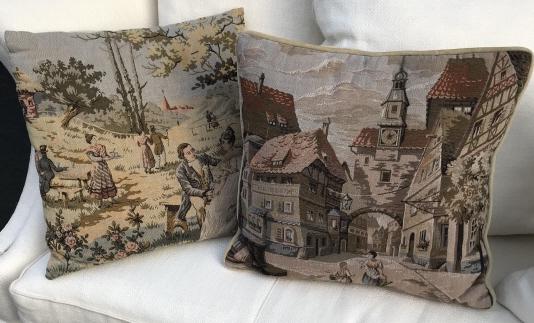Two Tapestry Fabric & Velvet Throw Pillows (1 of 3)