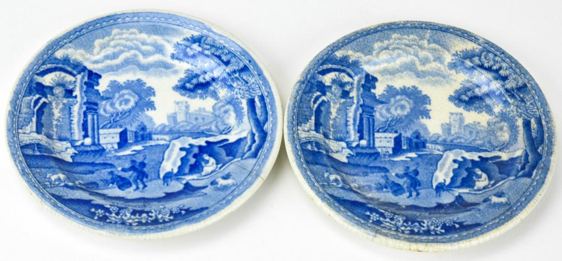 Pair 19th C Spode English Transferware Plates (1 of 5)