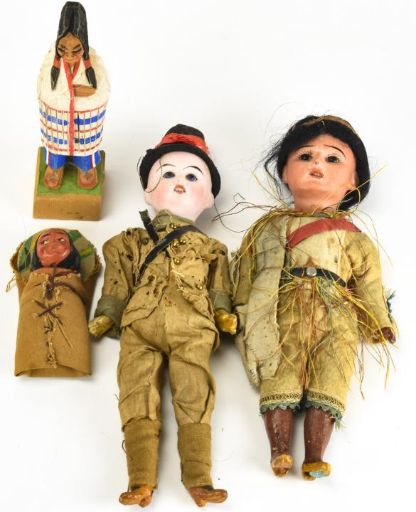Group of Four Antique Dolls in Original Clothing (1 of 6)