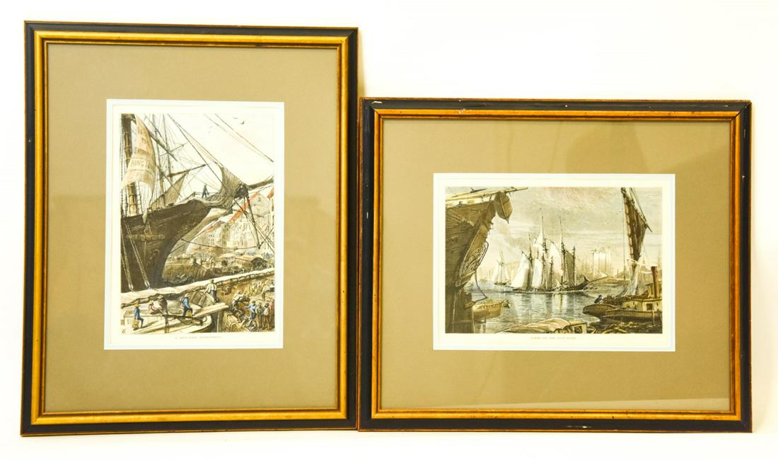 Hand Colored Antique Engravings NYC River Front (1 of 5)