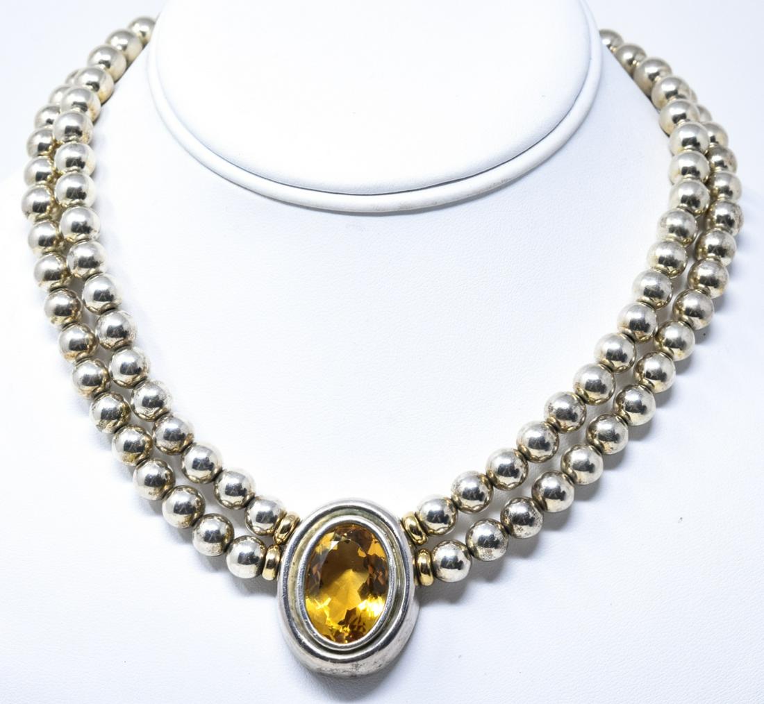 Sterling Silver & 20 Carat Citrine Necklace (1 of 6)