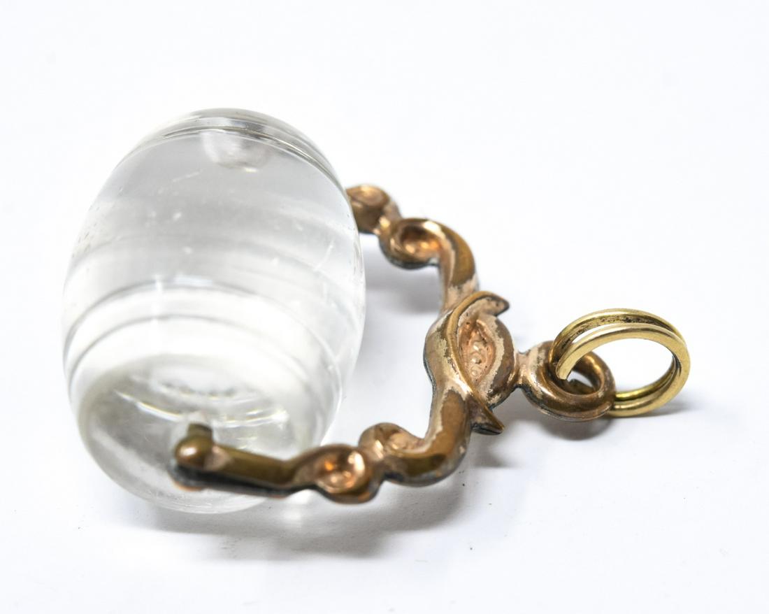 Antique 19th C Carved Crystal Barrel Form Pendant (1 of 4)