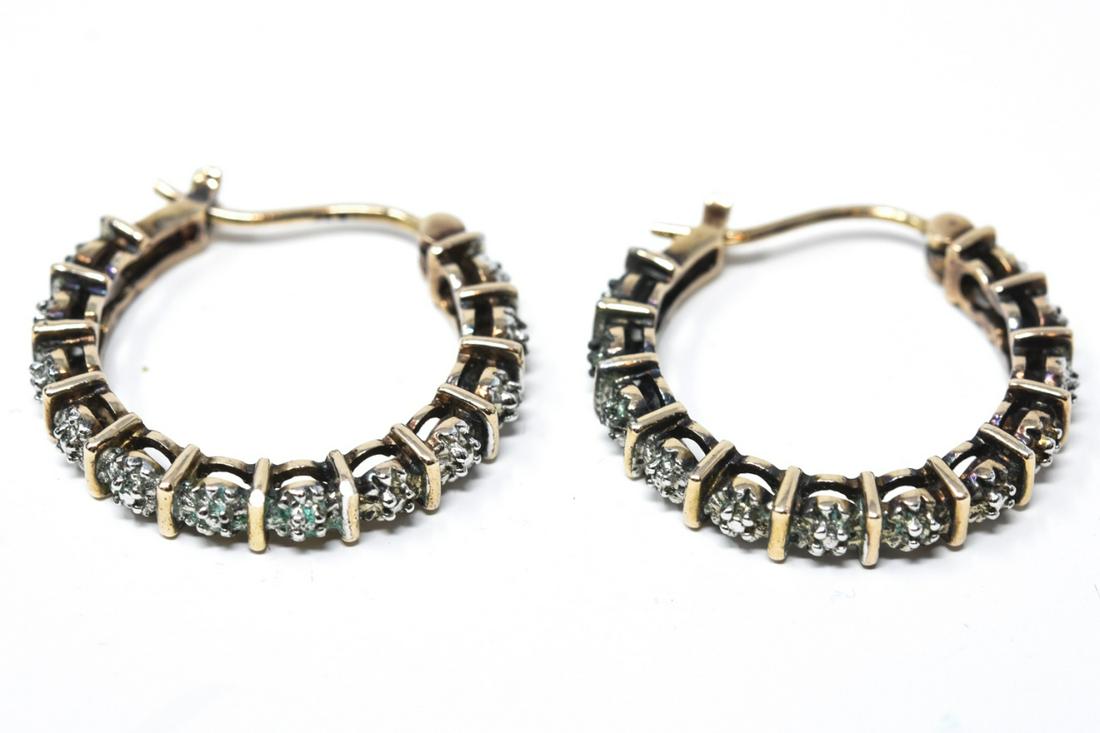 Vermeil Sterling Silver & Diamond Hoop Earrings (1 of 6)