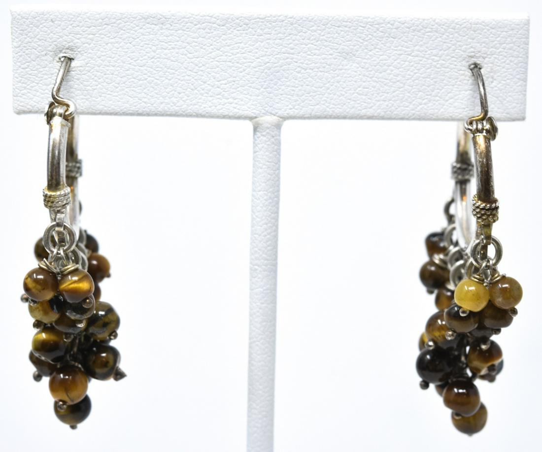 Pair Vintage Sterling Silver & Tigers Eye Earrings (1 of 5)