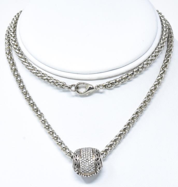 John Hardy Sterling 18k Gold & Diamond Necklace (1 of 7)