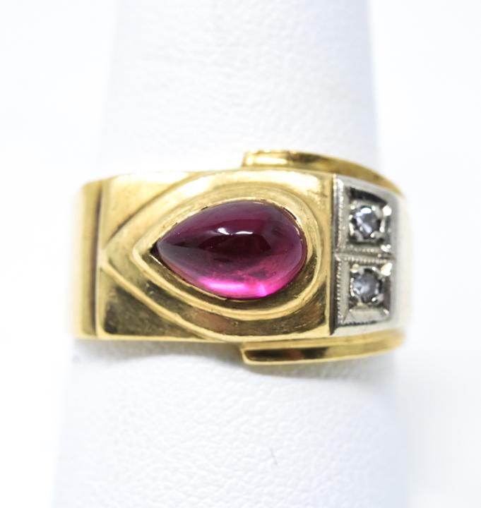 Vintage 1940s, 14k Gold, Diamond & Ruby Ring (1 of 6)