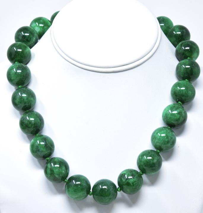 Hand Knotted 18mm Bead Nephrite Jade Necklace (1 of 5)