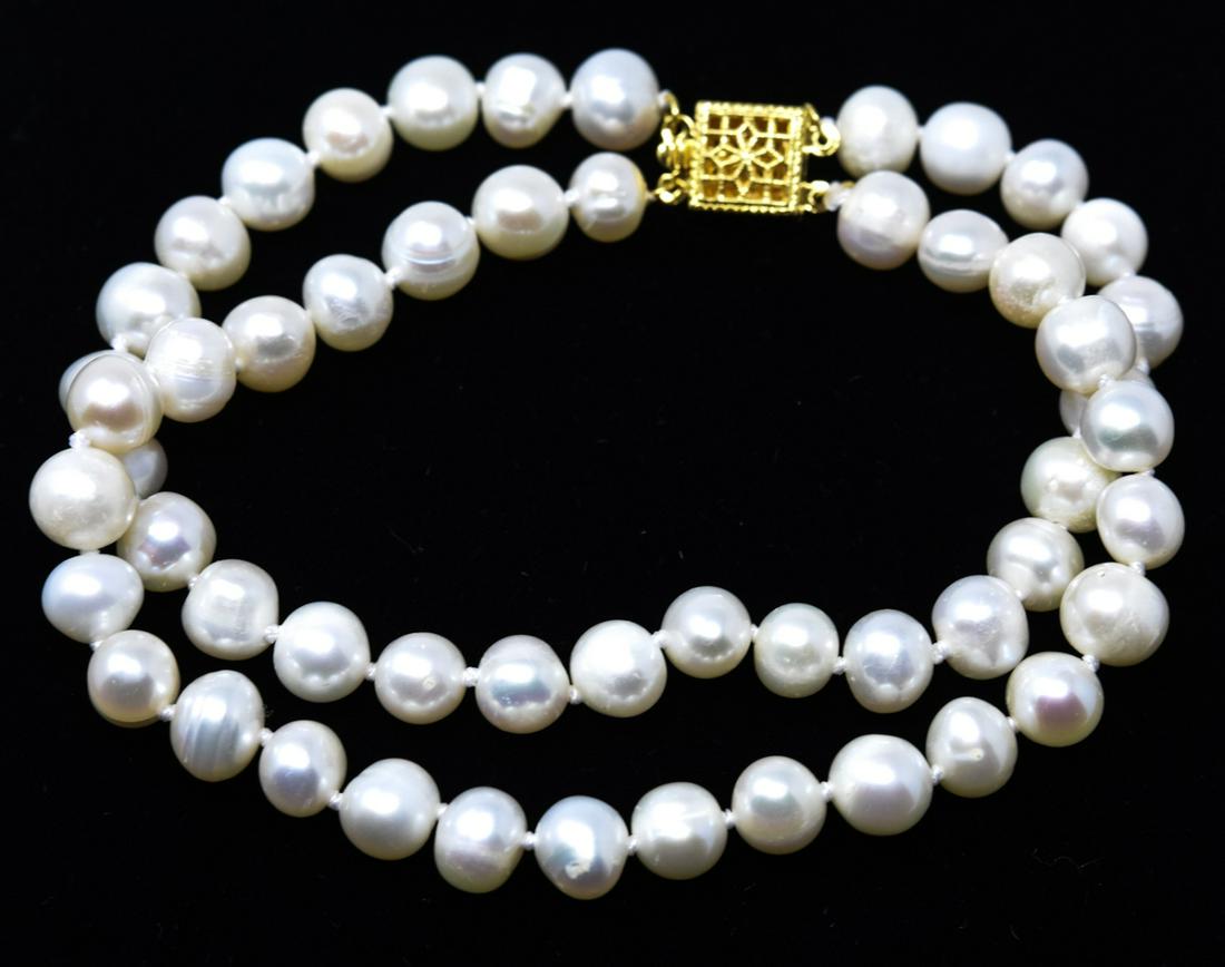 Hand Knotted Baroque Pearl Double Strand Bracelet (1 of 5)