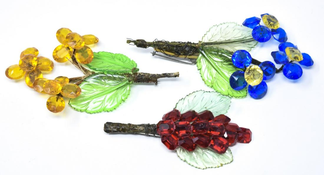 Three Vintage Handmade Floral Rhinestone Brooch (1 of 5)