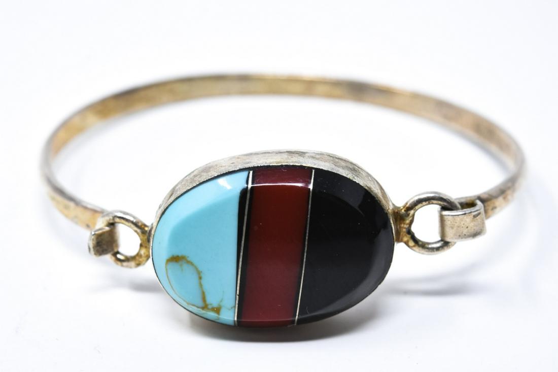 Native American Sterling Turquoise & Onyx Bracelet (1 of 5)