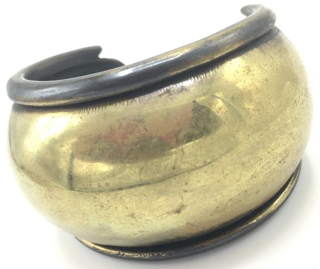 Vintage 80s Brass La Porte Bleue Paris Cuff: Vintage 80s Brass La Porte Bleue Paris Cuff – Signed on the inside. This piece is approximately 1.75” wide. High quality designer samples from the Westport CT estate of a department store jewelry 