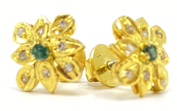 Vintage 22k Gold Over Sterling, Diamond & Emerald (1 of 3)