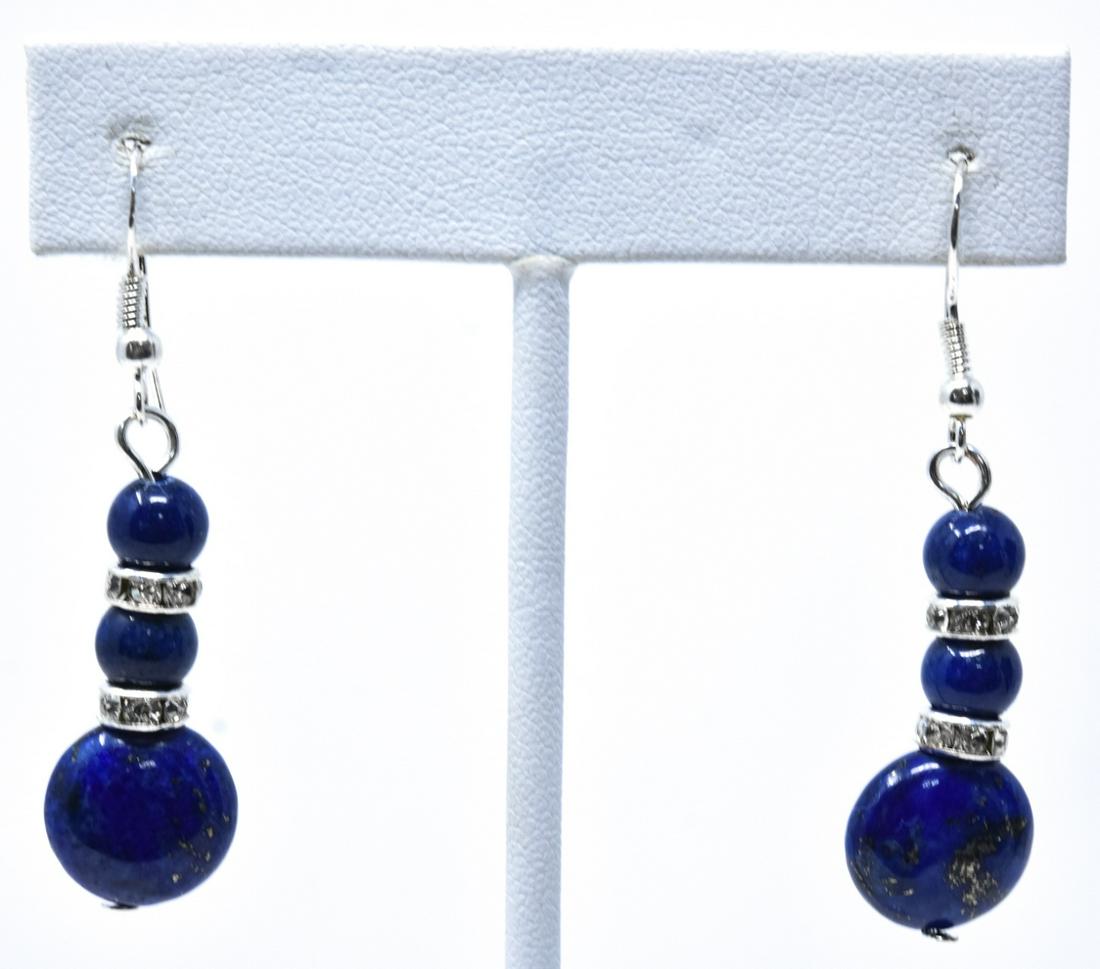 Pair Lapiz Lazuli Sterling Silver & Paste Earrings: Pair Lapiz Lazuli Sterling Silver & Paste Earrings. Hallmarked 925. Each measures 2 inches in length.