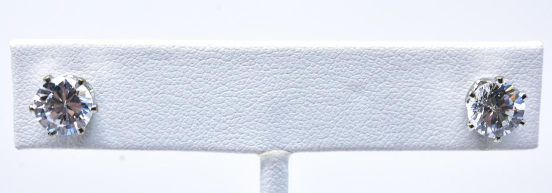 Pair Sterling Silver & Prong Set CZ Stud Earrings (1 of 5)