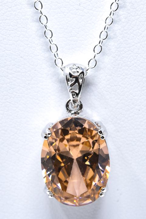 Oval Cut Citrine Crystal Sterling Silver Necklace (1 of 6)
