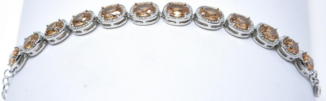 Oval Citrine Crystal & Faux Diamond Halo Bracelet (1 of 5)