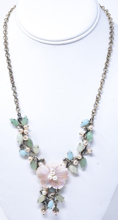 Sterling Jade Pearl & Mother of Pearl Necklace (1 of 7)