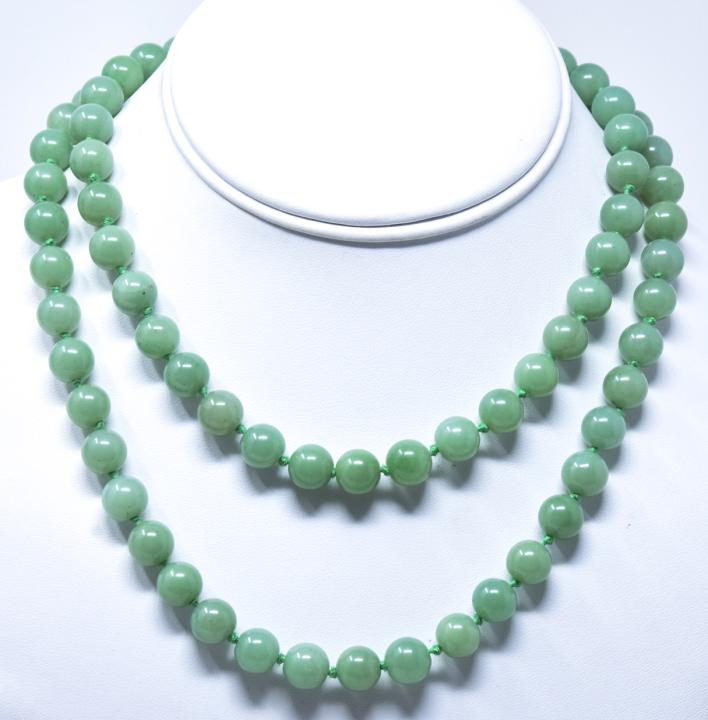 Nephrite Jade Hand Beaded Necklace Strand (1 of 5)