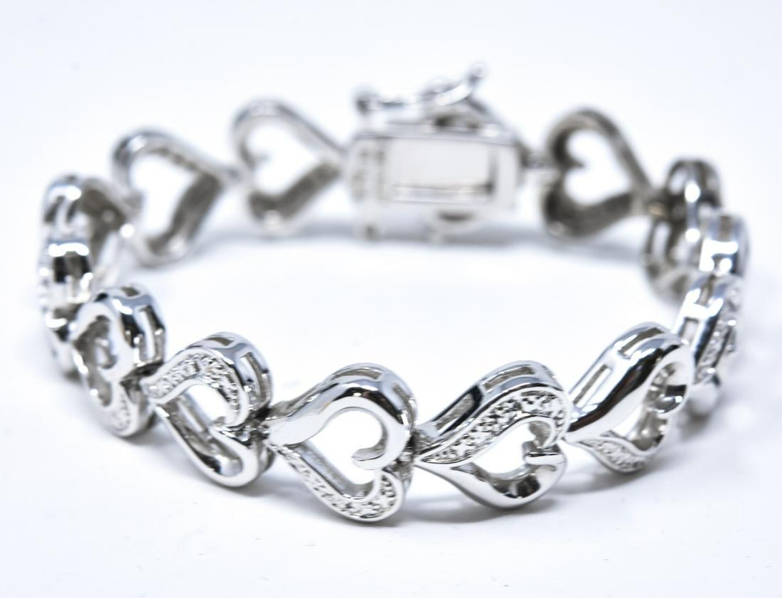 Rhodium Plated Sterling Silver & Diamond Bracelet (1 of 6)