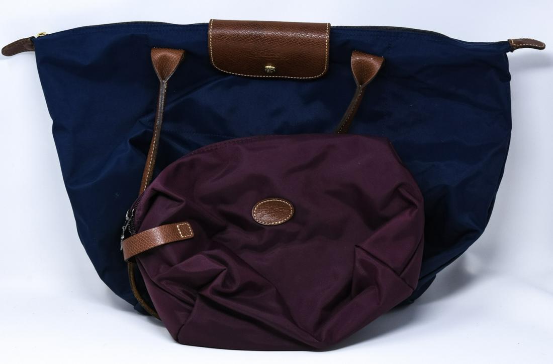 Longchamp Folding Satchel and Shaving Bag: Longchamp Folding Satchel and Shaving Bag. Satchel is approximately 16 inches x 13 inches