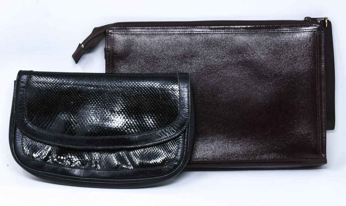 Pair Koret Leather Bags: Pair Koret Leather Bags. Largest is 10 inches x 7 inches