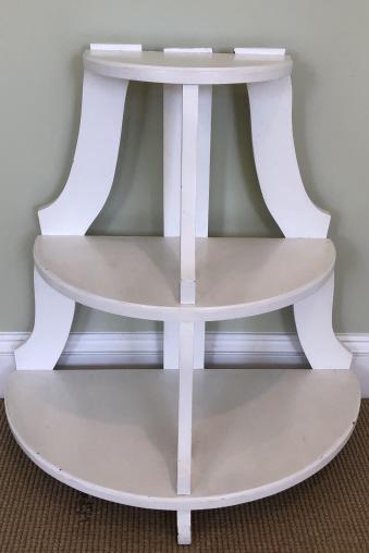 Curved Shelf French Country White Etagere: Curved Shelf French Country White Etagere or Display Shelf. 24 inches x 25 inches x 13 inches