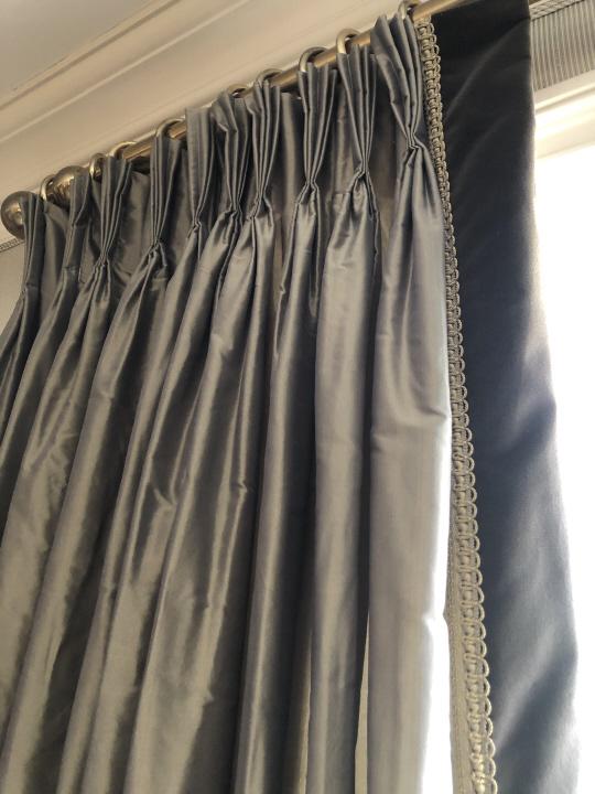 Pair Pleated Custom Silk & Velvet Curtain Panels (1 of 4)