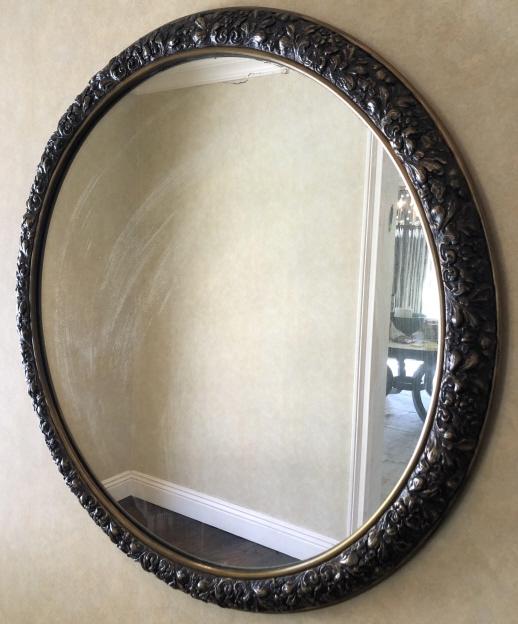 Antique Carved Victorian Large Round Mirror (1 of 3)
