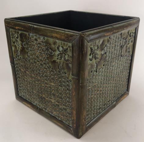 Woven and Painted Bamboo Planter (1 of 2)
