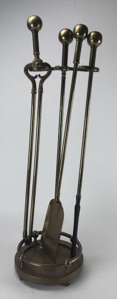Brass Fireplace Tool Set: Brass Fireplace Tool Set. 27 inches x 8 inches in diameter.