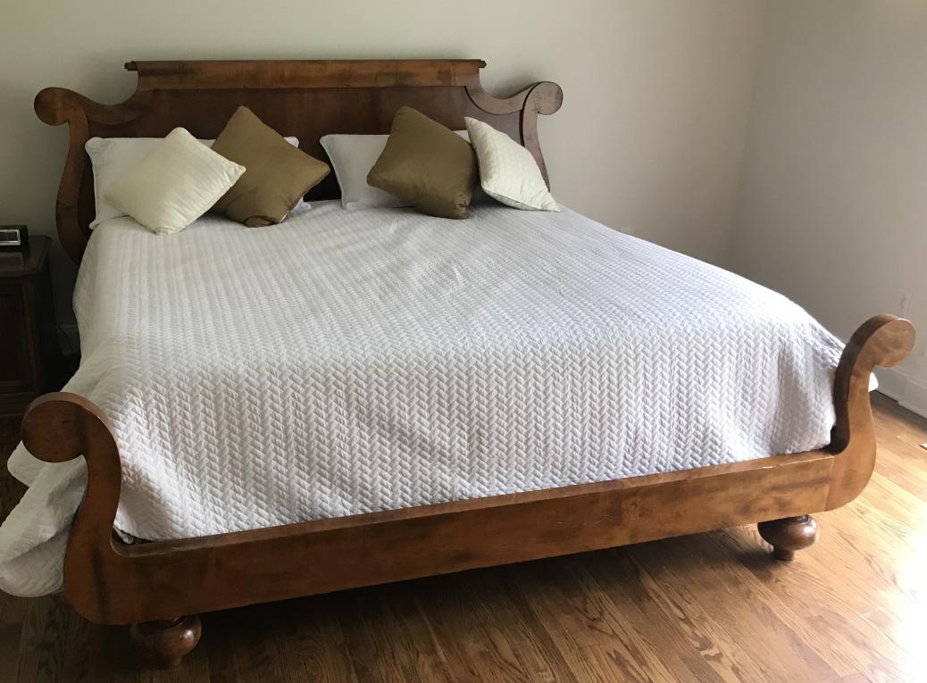 Biedermeier Style Kind Size Carved Wood Bed Frame (1 of 5)