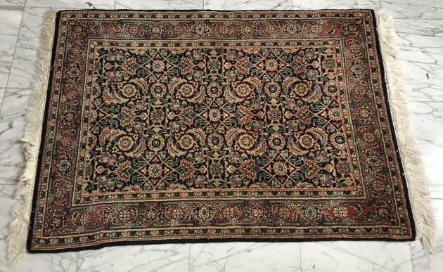 Hand Knotted Silk Cotton Blend Oriental Throw Rug (1 of 3)