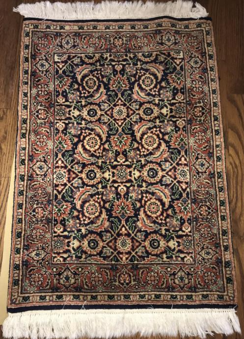 Hand Knotted Silk Cotton Blend Oriental Throw Rug (1 of 3)