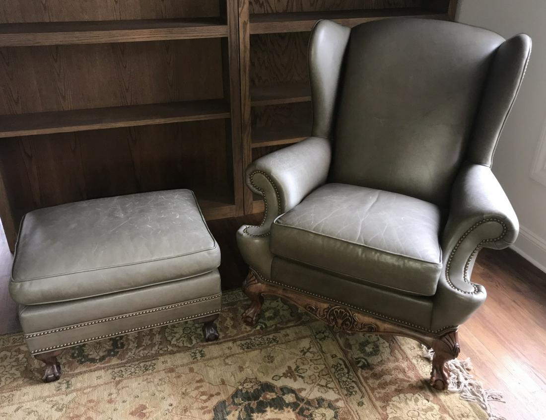 Hancock & Moore Leather Armchair & Ottoman (1 of 4)