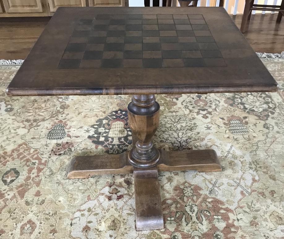 Pedestal Base Carved Wood Game's Table (1 of 4)