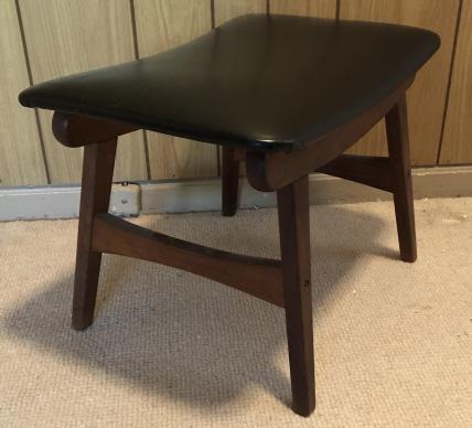 Mid Century Modern Rosewood Faux Leather Bench (1 of 2)