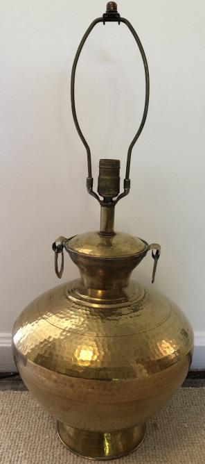 Mid Century Hammered Brass Asian Urn Form Lamp (1 of 2)