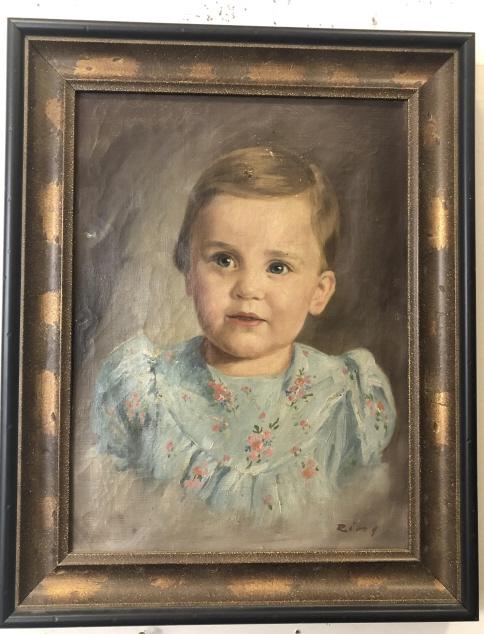 Mid C Signed Oil Painting Portrait of Young Girl (1 of 4)