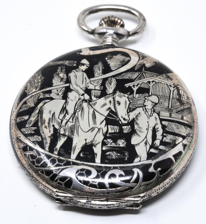 Antique Style Pocket Watch Horse Design Huntcase